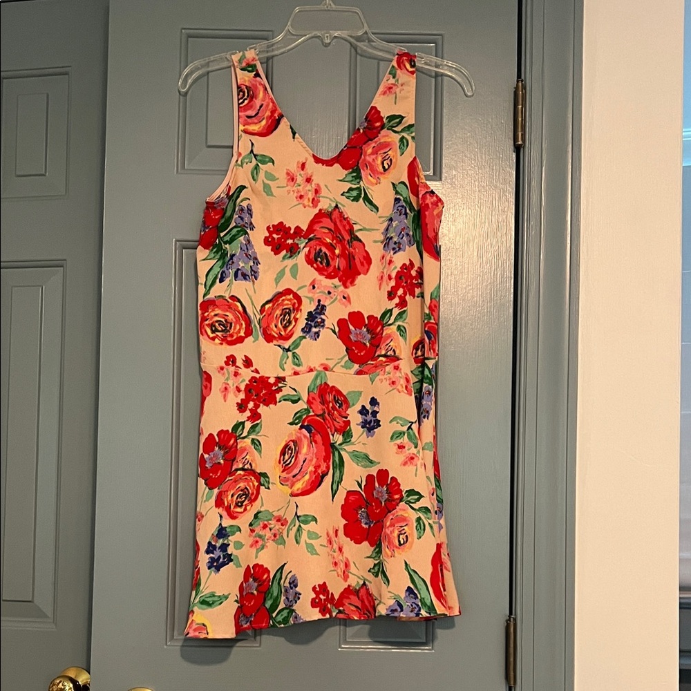 Everly Floral Mini Dress - Red and Pink